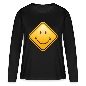 Smiley Shield happy - T-shirt manches longues Premium bio Femme - noir - Devant - Julia (174cm)