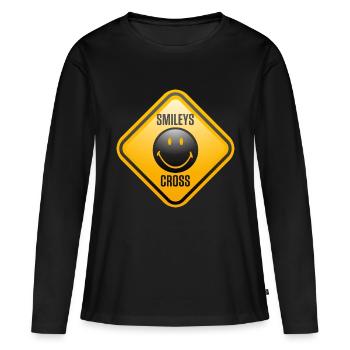 Smiley Shield Cross - T-shirt manches longues Premium bio Femme - noir - Devant - Julia (174cm)