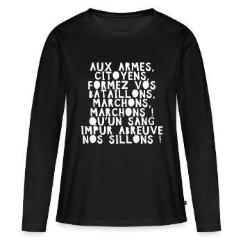 France Hymne national Français La Marseillaise B - T-shirt manches longues Premium bio Femme - noir - Devant - Julia (174cm)