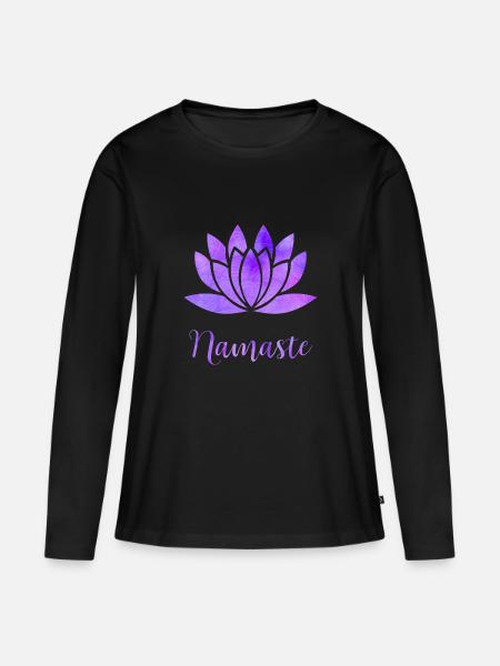 Namaste - Frauen Premium Bio Langarmshirt - Schwarz