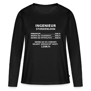 ingenieur - Frauen Premium Bio Langarmshirt - Schwarz - Vorne - Julia (174cm)