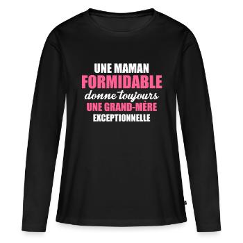 une grand mère exceptionnelle - T-shirt manches longues Premium bio Femme - noir - Devant - Julia (174cm)