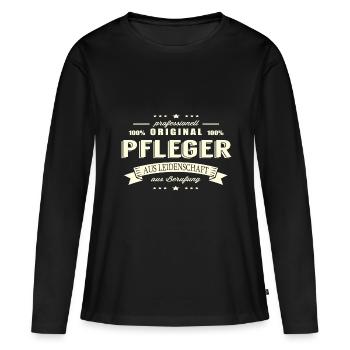 Pfleger aus Leidenschaft - Frauen Premium Bio Langarmshirt - Schwarz - Vorne - Julia (174cm)