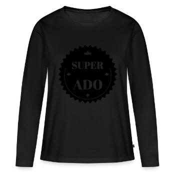 adolescent / enfant / ado / adolescente - T-shirt manches longues Premium bio Femme - noir - Devant - Julia (174cm)