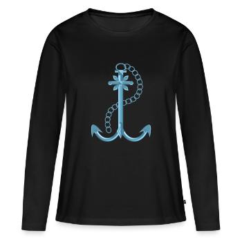 ancre - T-shirt manches longues Premium bio Femme - noir - Devant - Julia (174cm)