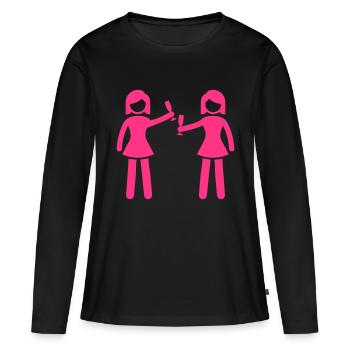 woman drink - Frauen Premium Bio Langarmshirt - Schwarz - Vorne - Julia (174cm)