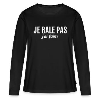 Je rale pas j'ai faim - T-shirt manches longues Premium bio Femme - noir - Devant - Julia (174cm)