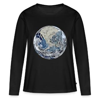 planète terre - T-shirt manches longues Premium bio Femme - noir - Devant - Julia (174cm)