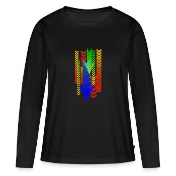 Flèches - T-shirt manches longues Premium bio Femme - noir - Devant - Julia (174cm)