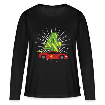 Anniversaire d'enfants 4 ans d'anniversaire - T-shirt manches longues Premium bio Femme - noir - Devant - Julia (174cm)