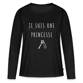 Je suis une princesse - T-shirt manches longues Premium bio Femme - noir - Devant - Julia (174cm)
