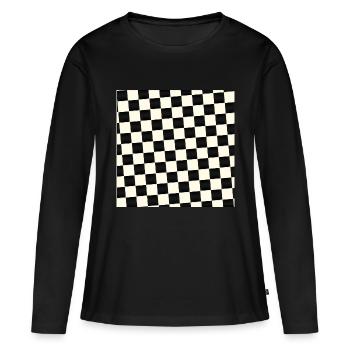 Checkerboard Mask | Mouthguard - Women's Premium Organic Long Sleeve Shirt - black - Front - Julia (174cm)