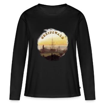 Greifswald Hafen - T-shirt manches longues Premium bio Femme - noir - Devant - Julia (174cm)