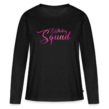 Anniversaire Squad - T-shirt manches longues Premium bio Femme - noir - Devant - Julia (174cm)