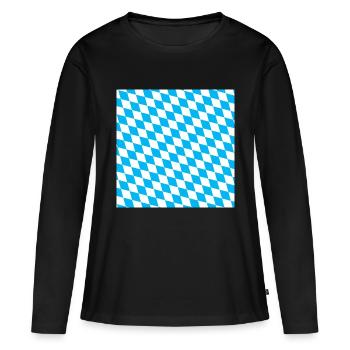Bavière Bavière Drapeau Bavière Chèque Diamants - T-shirt manches longues Premium bio Femme - noir - Devant - Julia (174cm)