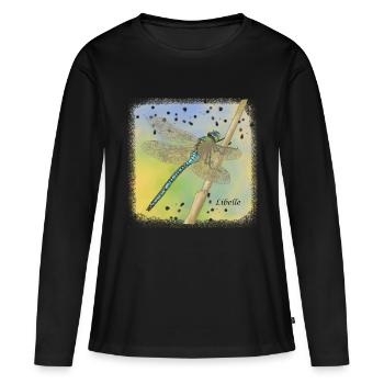 libellule - T-shirt manches longues Premium bio Femme - noir - Devant - Julia (174cm)