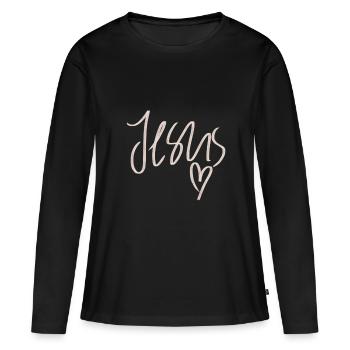 Jesus - Frauen Premium Bio Langarmshirt - Schwarz - Vorne - Julia (174cm)