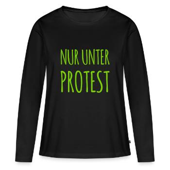 nur unter Protest - Frauen Premium Bio Langarmshirt - Schwarz - Vorne - Julia (174cm)