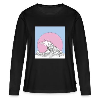 vague - T-shirt manches longues Premium bio Femme - noir - Devant - Julia (174cm)
