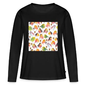 Little birds 2 - Women's Premium Organic Long Sleeve Shirt - black - Front - Julia (174cm)