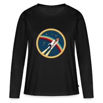Chemise fantaisie: navette spatiale, USA, NASA - T-shirt manches longues Premium bio Femme - noir - Devant - Julia (174cm)