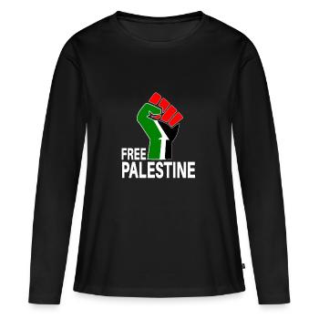 Palestine libre - T-shirt manches longues Premium bio Femme - noir - Devant - Julia (174cm)