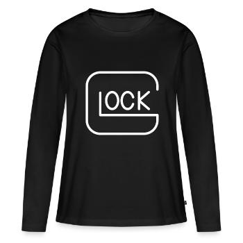 Fermer à clé - T-shirt manches longues Premium bio Femme - noir - Devant - Julia (174cm)