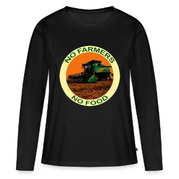 No farmers no food - with a combine harvester - Women's Premium Organic Long Sleeve Shirt - black - Front - Julia (174cm)