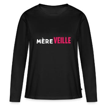 Mère veille - T-shirt manches longues Premium bio Femme - noir - Devant - Julia (174cm)