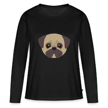 Mops - Frauen Premium Bio Langarmshirt - Schwarz - Vorne - Julia (174cm)