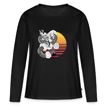 Dragon chinois - T-shirt manches longues Premium bio Femme - noir - Devant - Julia (174cm)