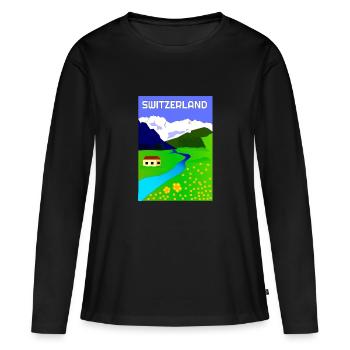 SCHWEIZ - Frauen Premium Bio Langarmshirt - Schwarz - Vorne - Julia (174cm)