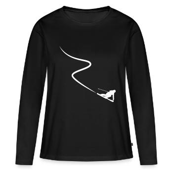 Skier pulls track behind deep snow - Women's Premium Organic Long Sleeve Shirt - black - Front - Julia (174cm)