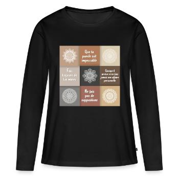 LES ACCORDS TOLTEQUES - T-shirt manches longues Premium bio Femme - noir - Devant - Julia (174cm)