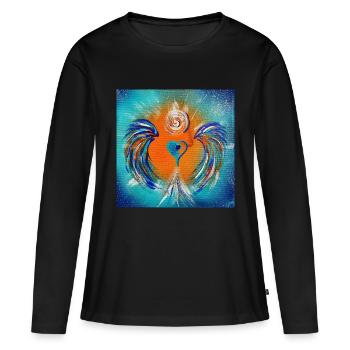 Tiges de coeur - T-shirt manches longues Premium bio Femme - noir - Devant - Julia (174cm)