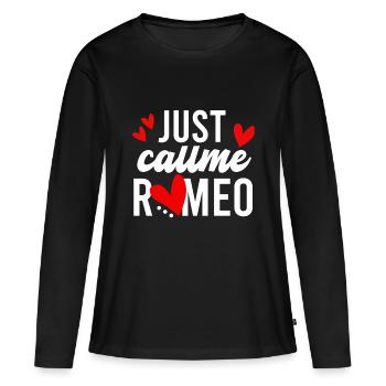 Juste Callme Romeo - T-shirt manches longues Premium bio Femme - noir - Devant - Julia (174cm)