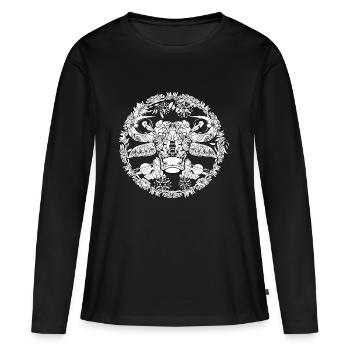 Mammakinna_ZodiakBuffle_Colive - T-shirt manches longues Premium bio Femme - noir - Devant - Julia (174cm)