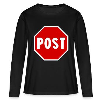 Post Road Sign - Frauen Premium Bio Langarmshirt - Schwarz - Vorne - Julia (174cm)