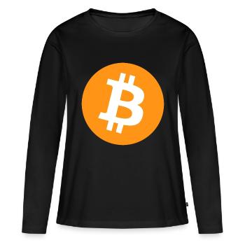 Bitcoin - T-shirt manches longues Premium bio Femme - noir - Devant - Julia (174cm)