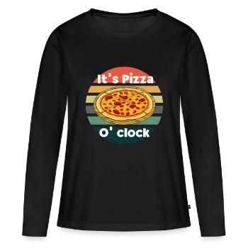 It s pizza o' clock - Frauen Premium Bio Langarmshirt - Schwarz - Vorne - Julia (174cm)