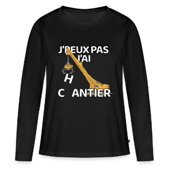 J’peux pas j’ai chantier - T-shirt manches longues Premium bio Femme - noir - Devant - Julia (174cm)