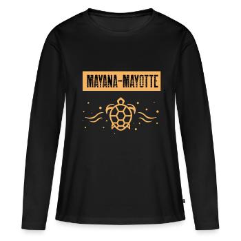 Mayana Mayotte - T-shirt manches longues Premium bio Femme - noir - Devant - Julia (174cm)