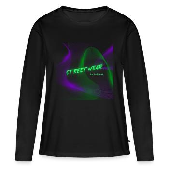 Conception graphique cool d’usure de rue - T-shirt manches longues Premium bio Femme - noir - Devant - Julia (174cm)