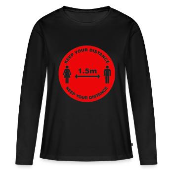 Gardez vos distances - T-shirt manches longues Premium bio Femme - noir - Devant - Julia (174cm)