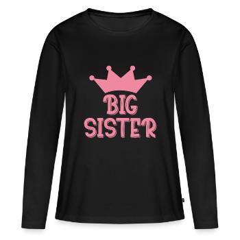 Grande sœur - T-shirt manches longues Premium bio Femme - noir - Devant - Julia (174cm)