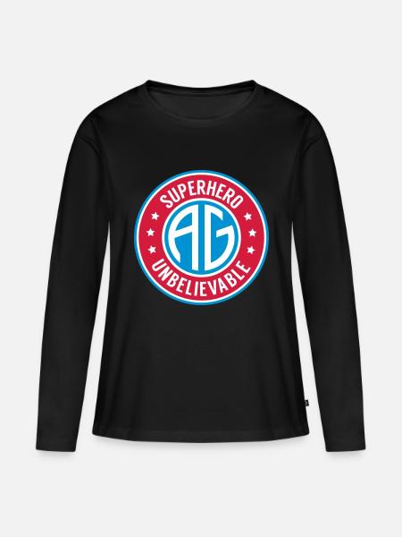 Super heros initial AG - Frauen Premium Bio Langarmshirt - Schwarz