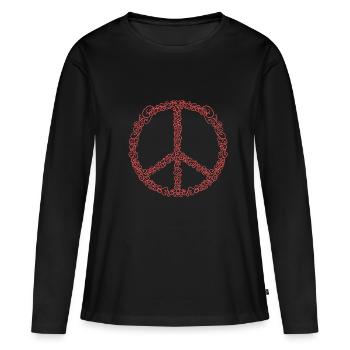 Zeichen des Friedens - Frauen Premium Bio Langarmshirt - Schwarz - Vorne - Julia (174cm)