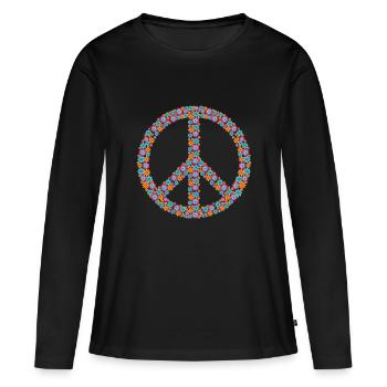 Frieden - Frauen Premium Bio Langarmshirt - Schwarz - Vorne - Julia (174cm)