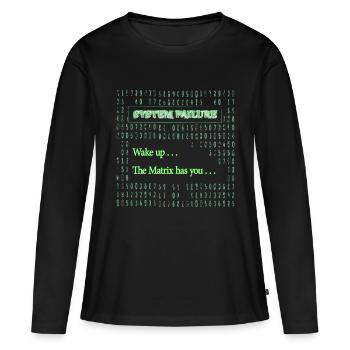 Wake-up-Matrix - Frauen Premium Bio Langarmshirt - Schwarz - Vorne - Julia (174cm)