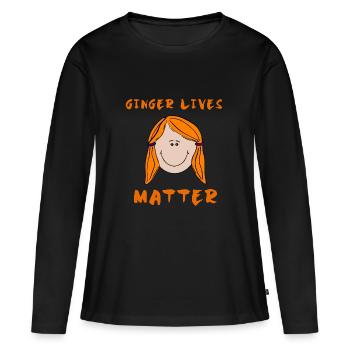 IMG Ginger Lives Matter, Gingembre et Fier - T-shirt manches longues Premium bio Femme - noir - Devant - Julia (174cm)